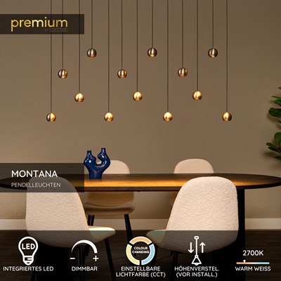 Lucide MONTANA - Pendelleuchten - LED Dim. - CCT - 13x5,7W 2700K/4000K - Grauguss | Premium